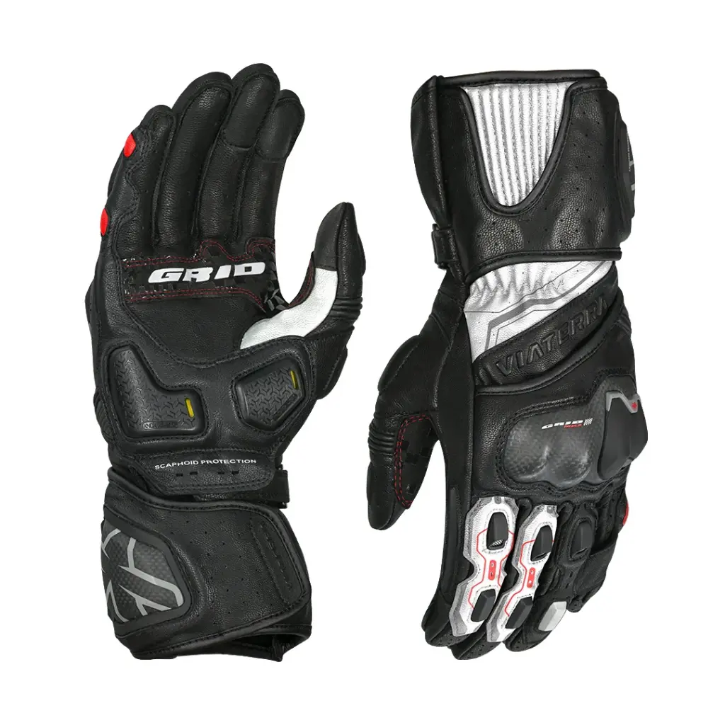 VIATERRA GRID MK3 – FULL GAUNTLET RIDING GLOVES (RED)