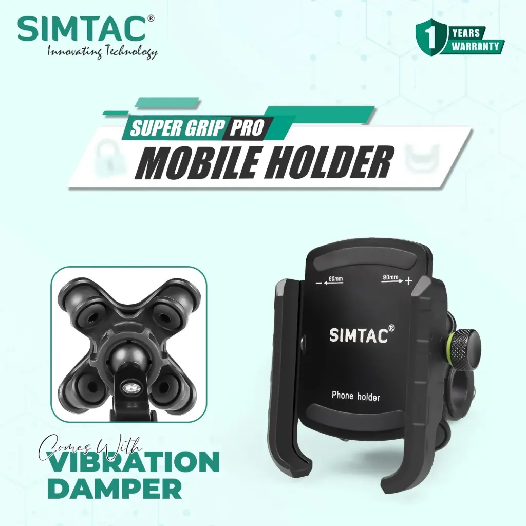 Simtac Super Grip Phone Holder With Vibration Damper (Without Charger)
