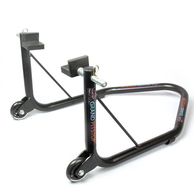 Grandpitstop Non-Dismantlable Rear Paddock Stand With Skate Wheels (upto 350 kg) (Black)